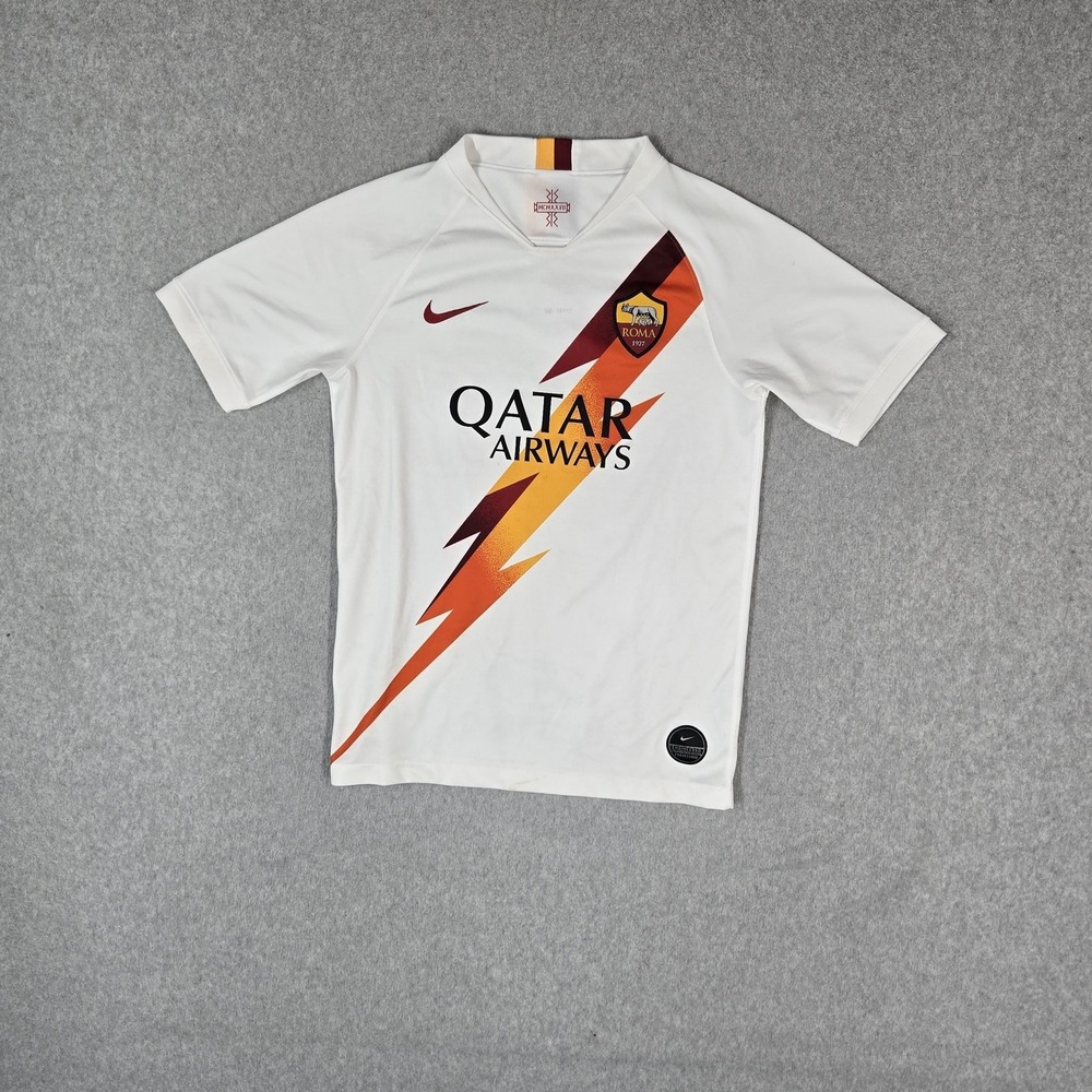 AS Roma Men Jersey L White Embroidered Nike Graphic 2019 Away Soccer Kit